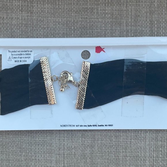 Nordstrom BP Women Choker Necklace Jewelry Black Net Wide Choker New - Picture 6 of 10